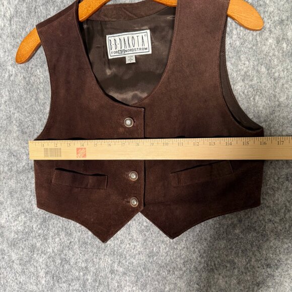 Vintage BB Dakota Brown Suede Leather Vest Cropped Western Festival S - Picture 8 of 8